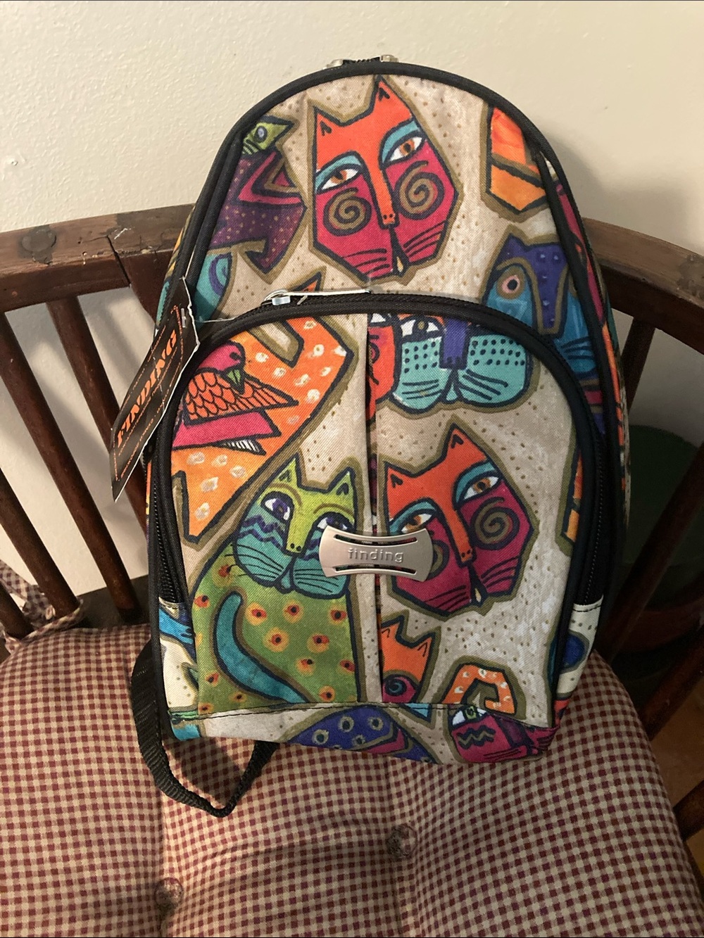 NWT LAURA BURCH inspired print canvas backpack.